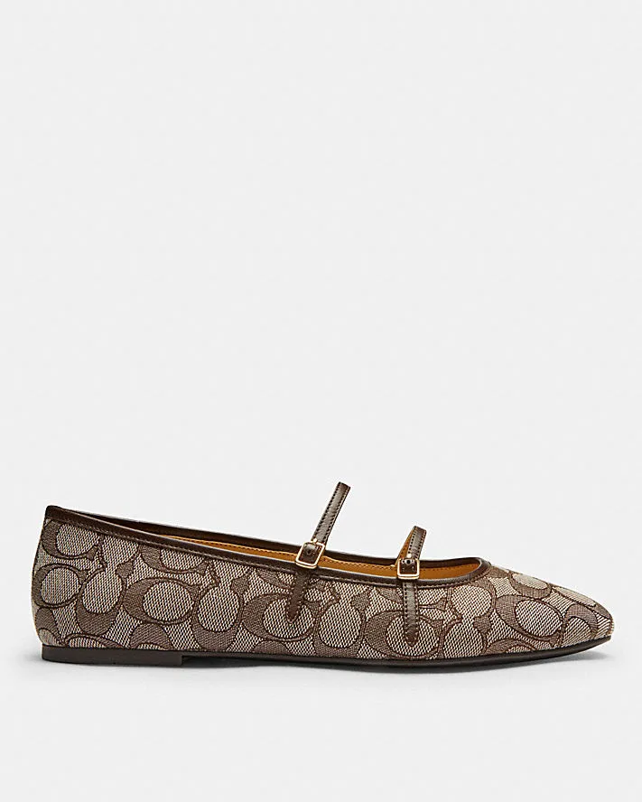 Double Buckle Mary Jane In Signature Jacquard